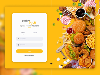 RestroBytes Login food login login page restaurant restro sign in ui design yellow