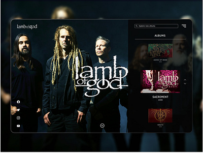 Lamb Of God band page music ui design web page