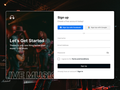 Sign Up page daily ui challenge dailyui live music music sign up ui ui design