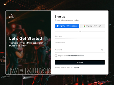 Sign Up page