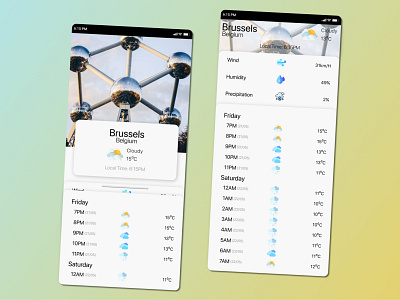 Weather Mobile App design minimal ui ux