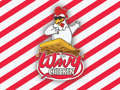 THE WAVY CHICKEN LOGO DESIGN chicken chicken logo food logo food truck food truck logo logo logo design mascot mascot logo mockup the wavy chicken logo