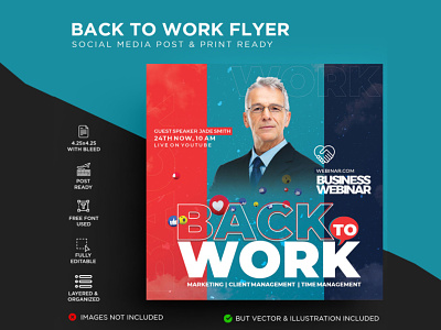 Back To Work Flyer corporate digital flyer investment letter letter size marketing media personal photography photography flyer project promotion property property flyer publication real estate social social media tech