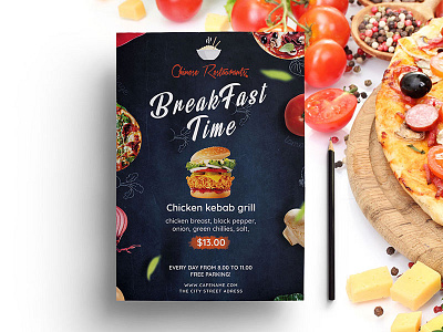 Breakfast Time Flyer continental breakfast eggs english fast food food menu menu