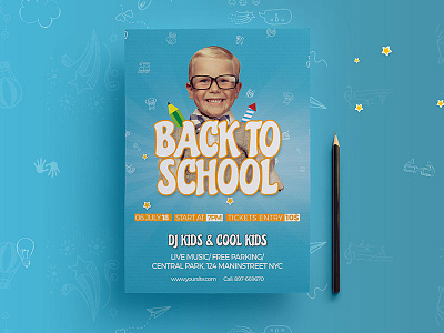 Back To School Flyer 2 back books celebration chalkboard classrooms college flyer school to
