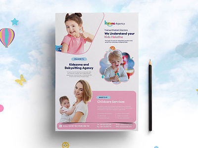 Kids Care Flyer announcement baby flyer born care care center child care child doctor child health corporate day care kids kids flyer