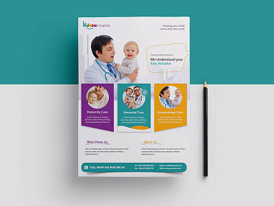 Kids Care Flyer announcement baby born care center child corporate day doctor flyer health kids