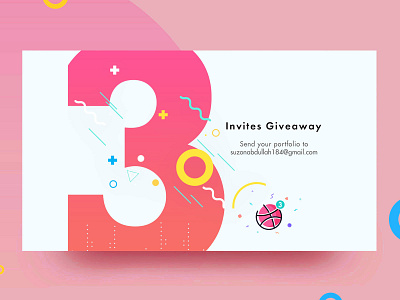 3x Dribbble Invitation 3 draft giveaway illustraion invitation invite invites