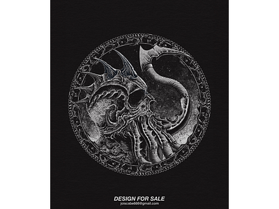 Skullhu cover artwork dark art death metal design illustration skull art t shirt design