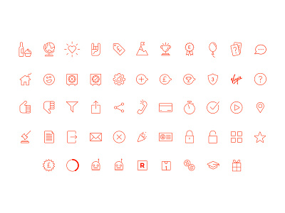 Icon Set 04 icons line outline red simple