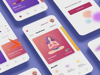 Yoga Meditation Mobile Apps Concept android mobile mobile apps ui ui ux web website yoga aplication yoga app yoga apps