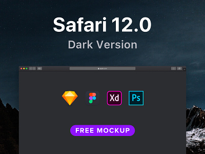 Safari Mockup Freebie (Dark Version) adobe photoshop adobe xd browser figma free freebie mockup photoshop safari sketch