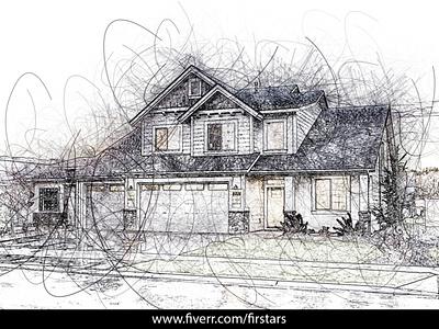 scribble art sketch home building art