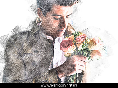 beautiful pencil color sketch portrait photo