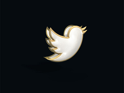 Twitter Bird Chrome and Gold 3d chrome gold icon photoshop twitter