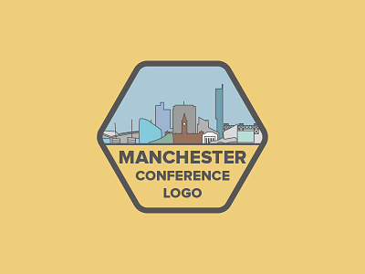Manchester Conference Logo bee conference event honey logo manchester skyline