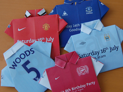 Hand Folded Football Shirts arsenal design everton folded invites manchester city manchester united soccer