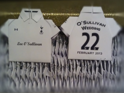 Personalised Handfolded Spurs Football Shirts For Wedding