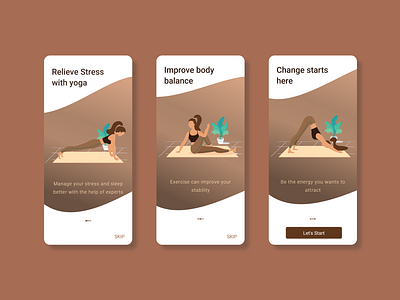 Yoga app Onboarding screens mobile app onboarding screens uiux yoga app