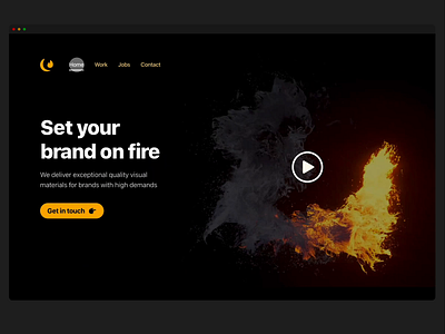 Liquid Flame landing page agency animation branding concept design desktop fire landing liquid navigation page ui uiux design ux web