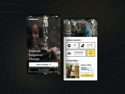 Charity: Water, App Design