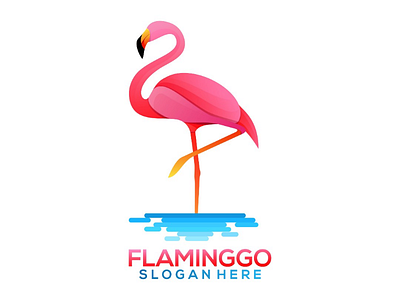 Logo illustration Flamingo gradient colorful animal bird colorful flamingo gradient logo natural pink simple vector