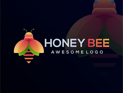 bee logo animal bee color colorful design fly gradient honey illustration logo simple ui vector vitamin