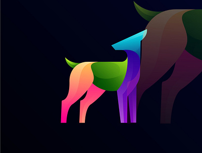 deer logo colorful animal animation branding color colorful deer design gradient graphic design illustration logo motion graphics simple ui vector