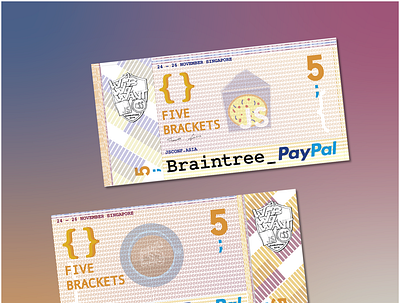 JSConf Asia DevFest Currency 5 Brackets coffee currency graphic design money pizza ui design
