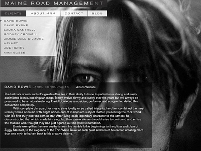 Maine Road Management website design for music digital design ux design web design