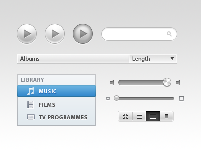 iTunes-Inspired UI itunes yesbethwilsonsatagiloveher ui elements volume slider photoshop play button search bar apple