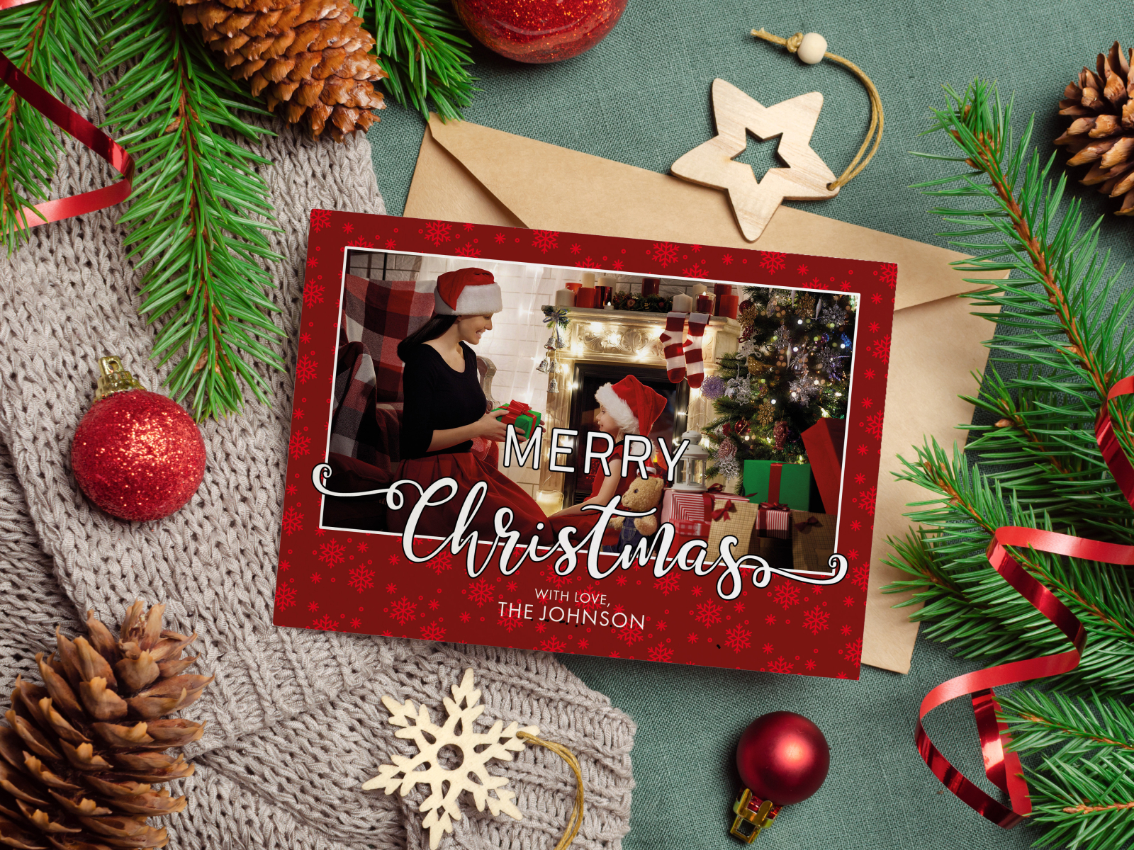 Snow Flakes Merry Christmas Photo Card by barjasta on Dribbble