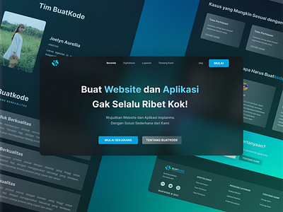 BuatKode - Official Website Redesign black branding design flat glass gradient landing page modern ui web website