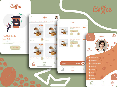 UI/UX Coffee shop App app branding coffee coffeeshop design illustration minimal mobile ui ui design ux