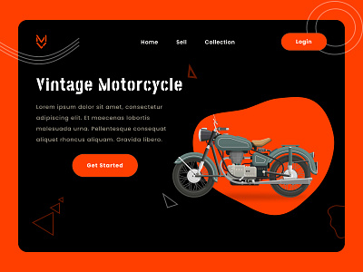 Vintage Motorcycle classic design minimalist modern motor motorbike motorcycle ui design uiux ux ux design vector vintage web web design