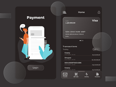 Payment apps app apps banking dark dark theme design glassmorphism minimal payment ui ui design ux