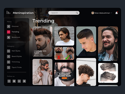 Meninspiration Web Design #2 barber dark design hairstyle minimal ui ui design web web design