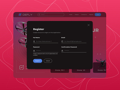 Register DeFly design drone ui ui design web web design