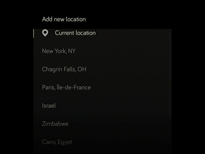 Selecting a location, has never been sexier... 2 animation locations ui ux weather dial wthr