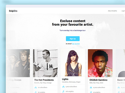 RIP, SnipBits app card design music player profile web web app web app design web design