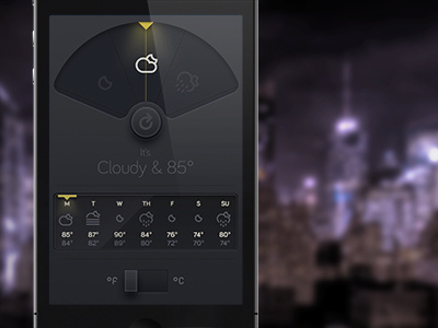 Oh...Holy Night! app button climacons dial glow night switch ui ux weather wthr
