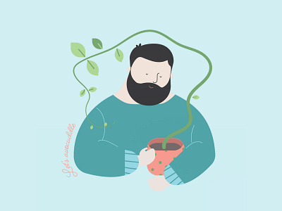 My man & his love to our avo plant art design flat illustration illustrator vector