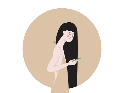Girl with a phone art design flat girl illustration illustrator minimal phone vector