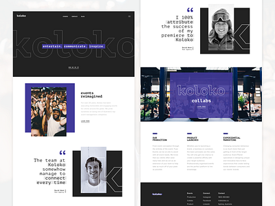 Koloko Homepage branding clean design identity minimal type typography ui ux vector web website