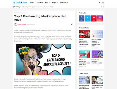 Top 5 Freelancing Marketplace List 2022 blogger design elementor elementor pro freelancing illustration landingpage logo personal website wordpress wordpress blog