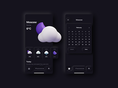 weather app, night theme