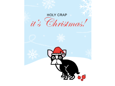 Christmas Card boston terrier christmas