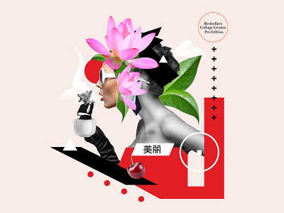 Feminine Digital Collage Art Branding