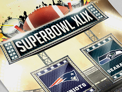 NFL Super Bowl XLIX 2015 PSD Flyer college fantasy flyer football the superbowl flyer xlix