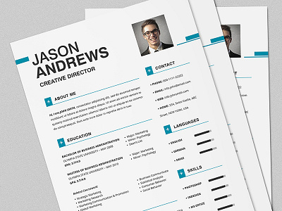Swiss Style Resume CV Full Set Print Template